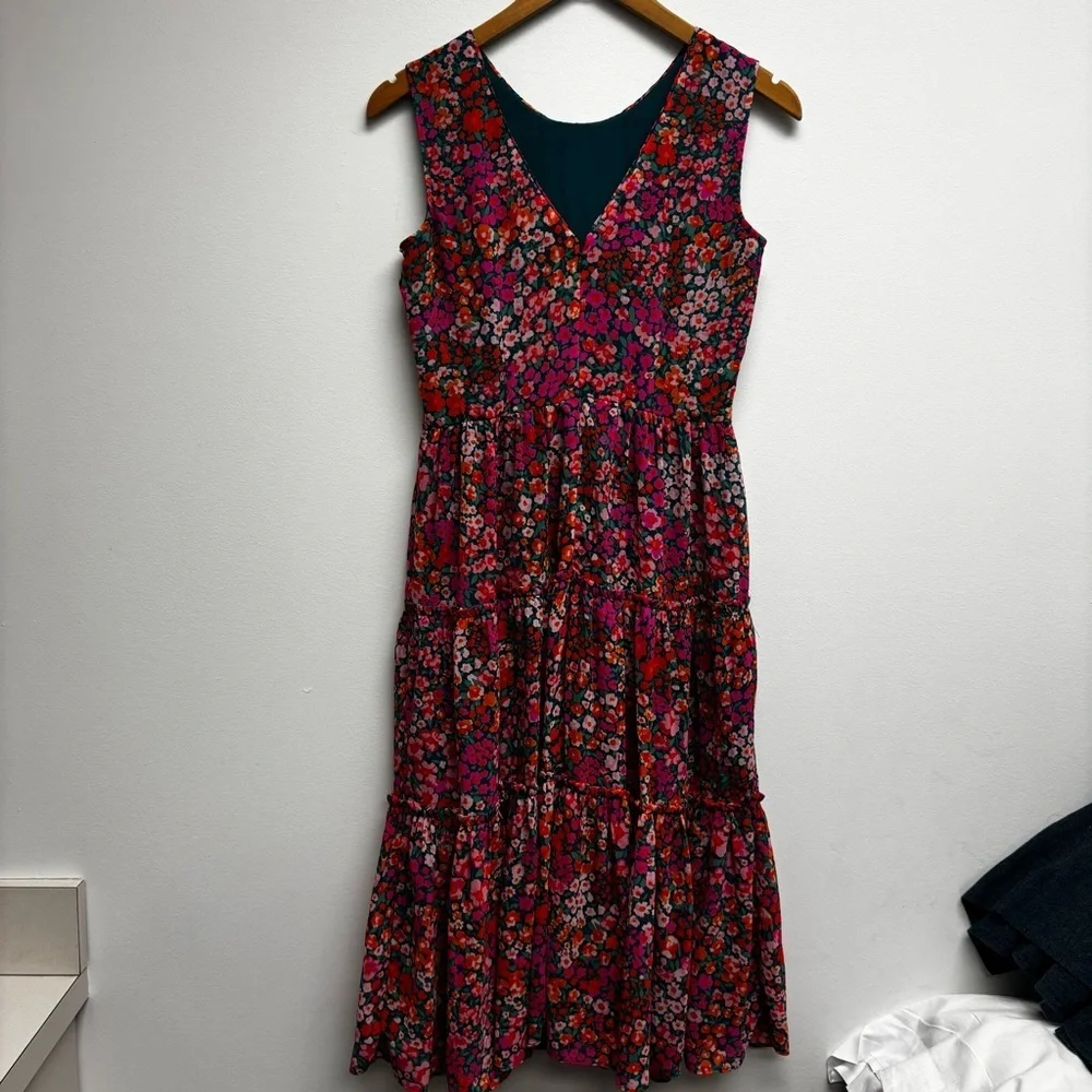 J. Crew Tiered Midi Dress in Micro Meadow Print
